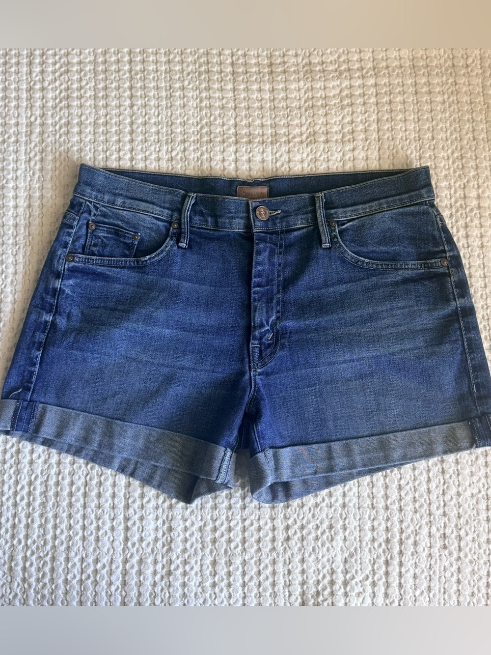 MOTHER The Dropout Cuffed Denim Shorts